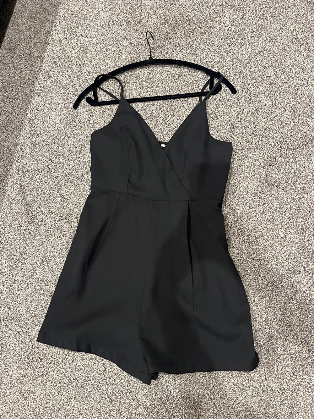 Black V-Neck Sleeveless Romper Dress